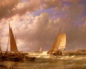 亚伯拉罕 胡克 二世 : Dutch Barges At The Mouth Of An Estuary